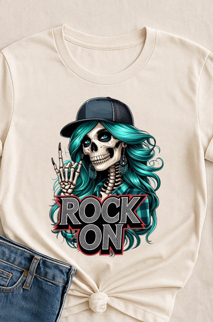Skeleton Rock On T-Shirt