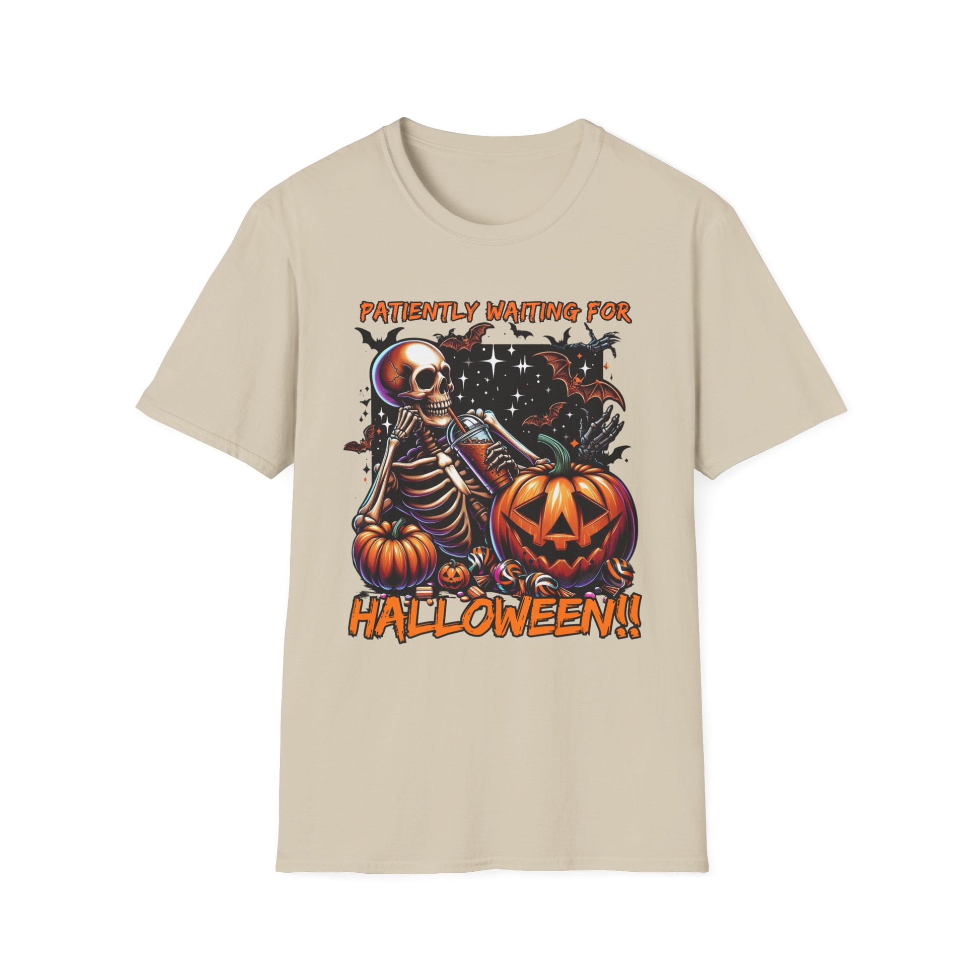 Halloween Skeleton T-Shirt, Unisex Softstyle Tee, Spooky Apparel, Fall Festival Shirt, Halloween Costume Top, Pumpkin Graphic Tee