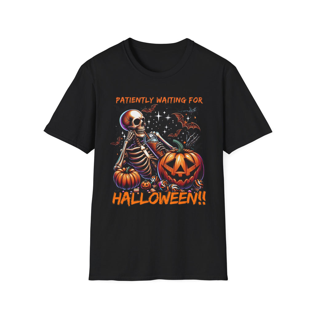Halloween Skeleton T-Shirt, Unisex Softstyle Tee, Spooky Apparel, Fall Festival Shirt, Halloween Costume Top, Pumpkin Graphic Tee
