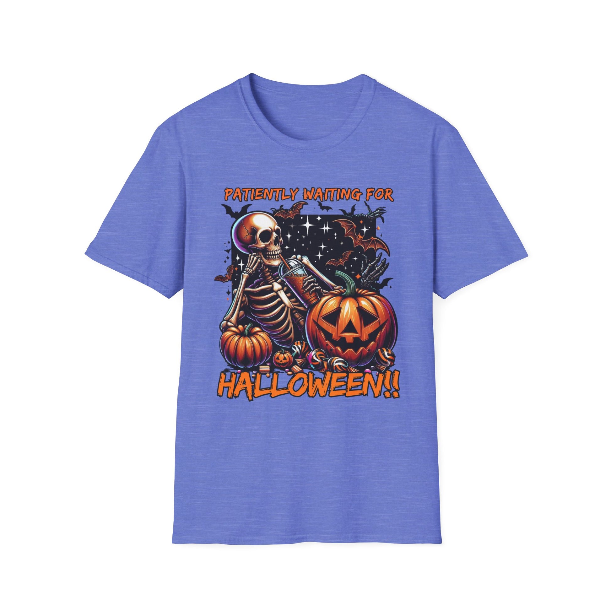 Halloween Skeleton T-Shirt, Unisex Softstyle Tee, Spooky Apparel, Fall Festival Shirt, Halloween Costume Top, Pumpkin Graphic Tee